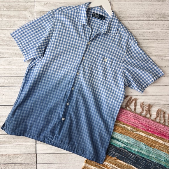 Polo by Ralph Lauren Camp Collar Ombré Gingham Plaid Shirt - Custom Dyed - Picture 10 of 15